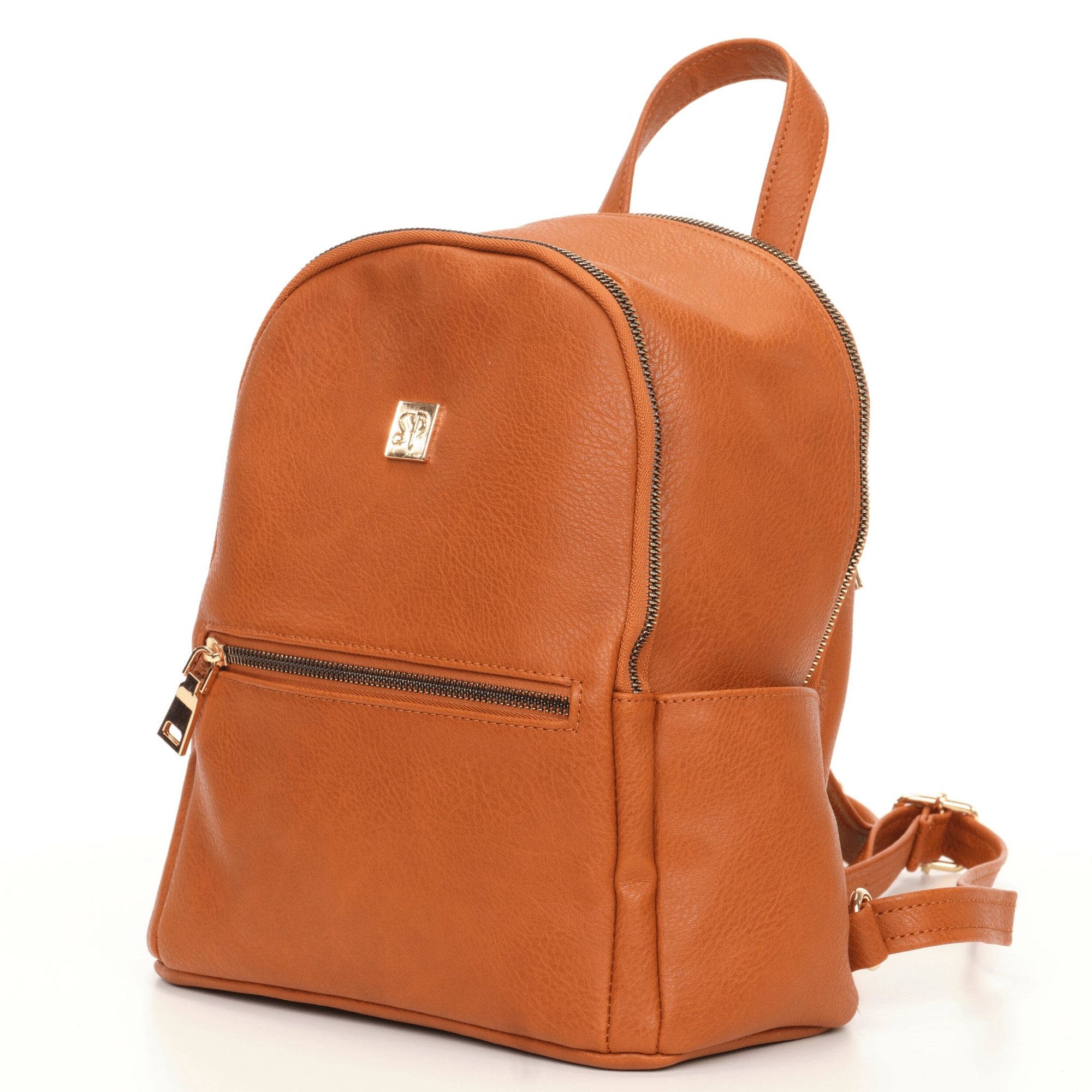 brown leather diaper backpack Vegan Leather Mini Backpack