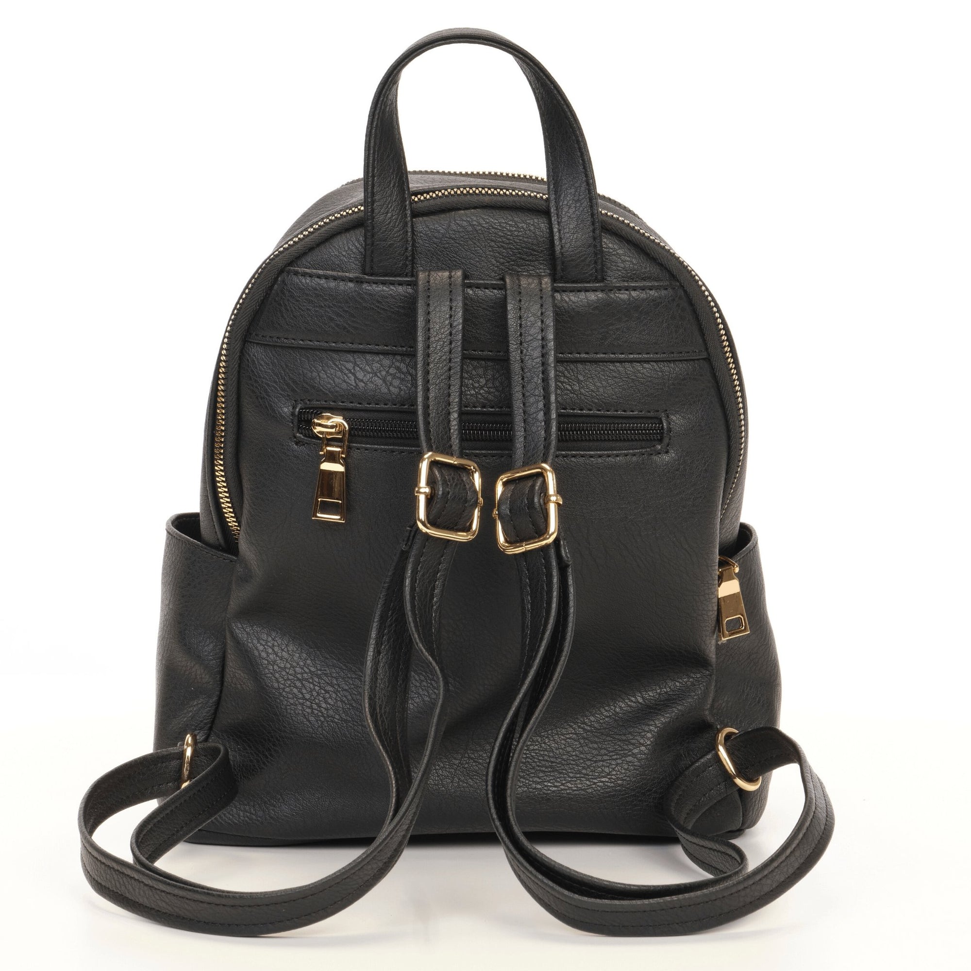 black zip vegan leather backpack Vegan Leather Mini Backpack