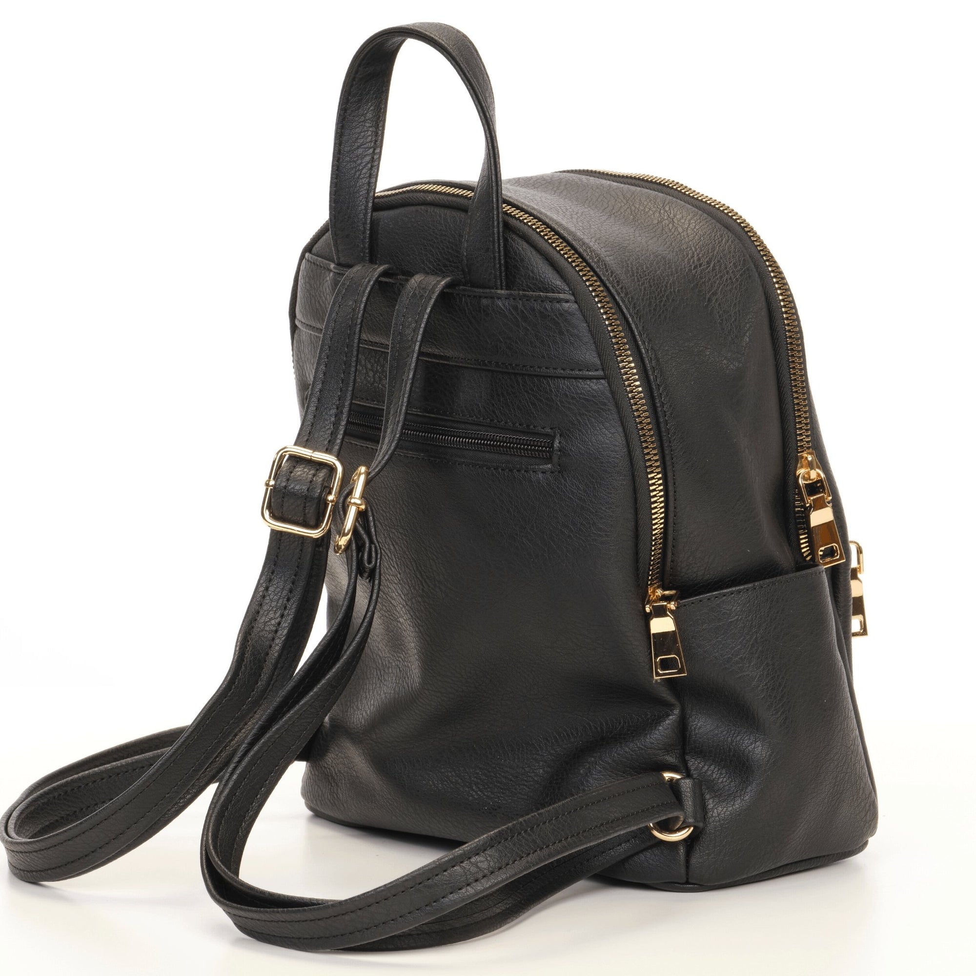 black mini faux leather backpack Vegan Leather Mini Backpack
