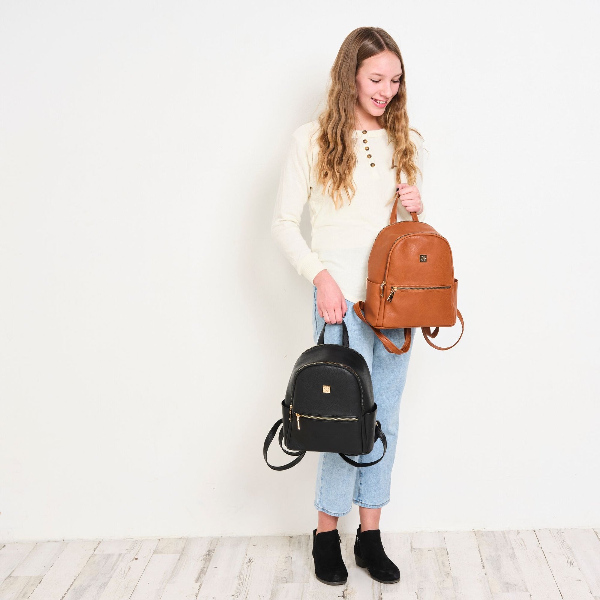 compact vegan mum leather backpack Vegan Leather Mini Backpack